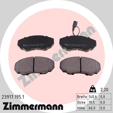 Zimmermann 23917.195.1 - Brake Pad Set, disc brake www.parts5.com