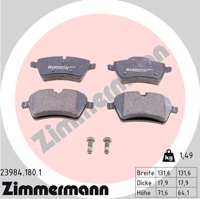 Zimmermann 23984.180.1 - Brake Pad Set, disc brake www.parts5.com