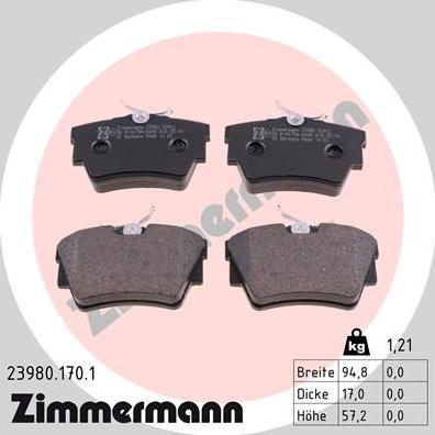 Zimmermann 23980.170.1 - Brake Pad Set, disc brake www.parts5.com