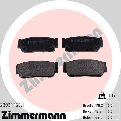 Zimmermann 23931.155.1 - Brake Pad Set, disc brake www.parts5.com