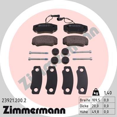 Zimmermann 23921.200.2 - Brake Pad Set, disc brake www.parts5.com