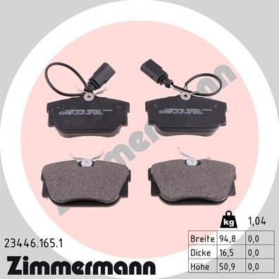 Zimmermann 23446.165.1 - Brake Pad Set, disc brake www.parts5.com