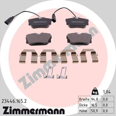 Zimmermann 23446.165.2 - Brake Pad Set, disc brake www.parts5.com