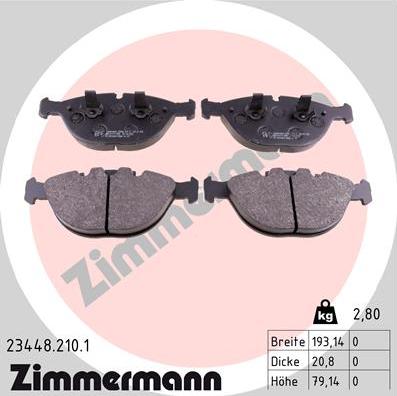 Zimmermann 23448.210.1 - Brake Pad Set, disc brake www.parts5.com