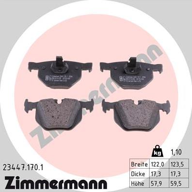 Zimmermann 23447.170.1 - Brake Pad Set, disc brake www.parts5.com