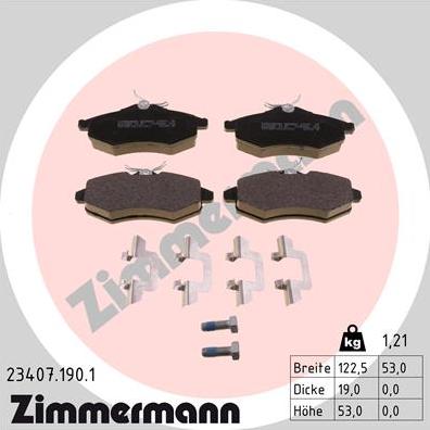 Zimmermann 23407.190.1 - Brake Pad Set, disc brake www.parts5.com