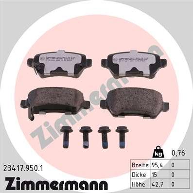 Zimmermann 23417.950.1 - Brake Pad Set, disc brake www.parts5.com