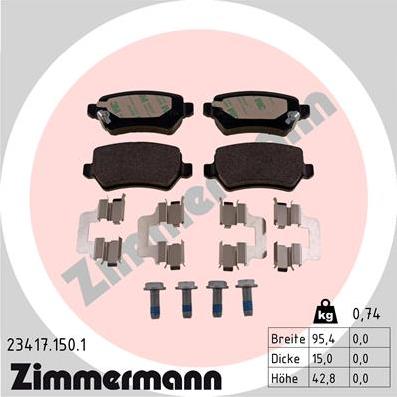Zimmermann 23417.150.1 - Brake Pad Set, disc brake www.parts5.com