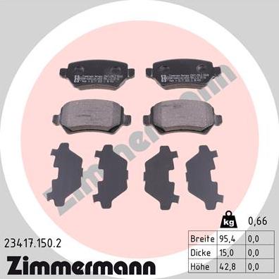 Zimmermann 23417.150.2 - Brake Pad Set, disc brake www.parts5.com