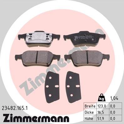 Zimmermann 23482.165.1 - Brake Pad Set, disc brake www.parts5.com