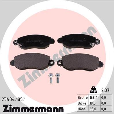 Zimmermann 23434.185.1 - Brake Pad Set, disc brake www.parts5.com