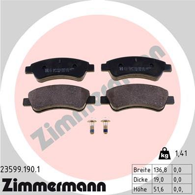 Zimmermann 23599.190.1 - Brake Pad Set, disc brake www.parts5.com