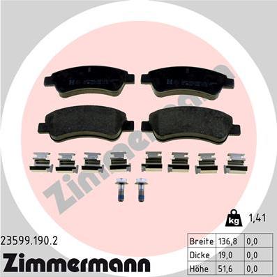 Zimmermann 23599.190.2 - Brake Pad Set, disc brake www.parts5.com