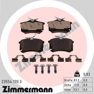 Zimmermann 23554.170.3 - Brake Pad Set, disc brake www.parts5.com