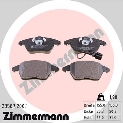Zimmermann 23587.200.1 - Brake Pad Set, disc brake www.parts5.com
