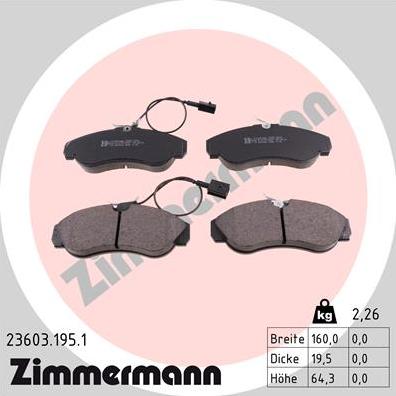 Zimmermann 23603.195.1 - Brake Pad Set, disc brake www.parts5.com