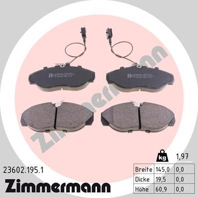 Zimmermann 23602.195.1 - Brake Pad Set, disc brake www.parts5.com