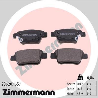 Zimmermann 23620.165.1 - Brake Pad Set, disc brake www.parts5.com