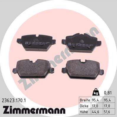 Zimmermann 23623.170.1 - Brake Pad Set, disc brake www.parts5.com