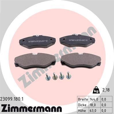 Zimmermann 23099.180.1 - Brake Pad Set, disc brake www.parts5.com