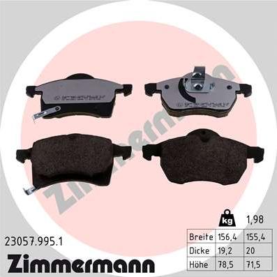 Zimmermann 23057.995.1 - Brake Pad Set, disc brake www.parts5.com