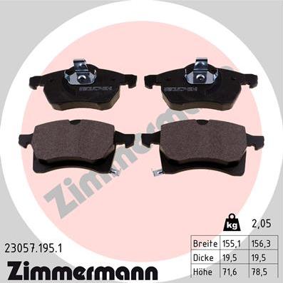 Zimmermann 23057.195.1 - Brake Pad Set, disc brake www.parts5.com