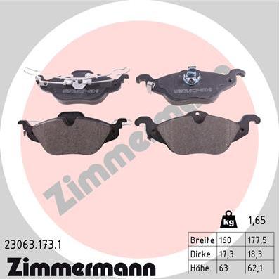 Zimmermann 23063.173.1 - Brake Pad Set, disc brake www.parts5.com