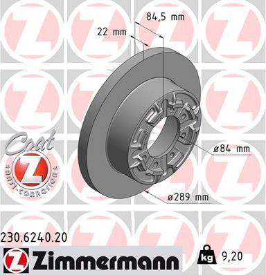 Zimmermann 230.6240.20 - Brake Disc www.parts5.com