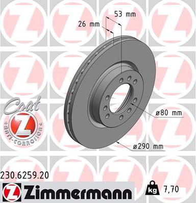 Zimmermann 230.6259.20 - Brake Disc www.parts5.com