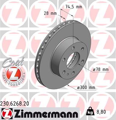 Zimmermann 230.6268.20 - Brake Disc www.parts5.com