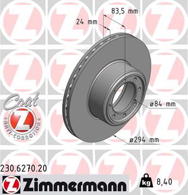 Zimmermann 230.6270.20 - Brake Disc www.parts5.com