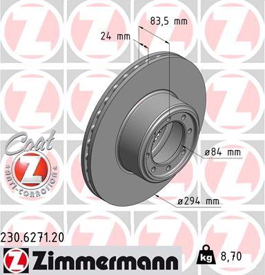 Zimmermann 230.6271.20 - Brake Disc www.parts5.com