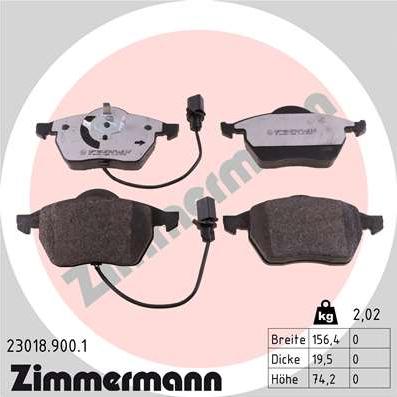 Zimmermann 23018.900.1 - Brake Pad Set, disc brake www.parts5.com