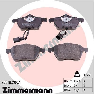 Zimmermann 23018.200.1 - Brake Pad Set, disc brake www.parts5.com