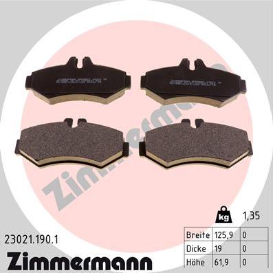 Zimmermann 23021.190.1 - Brake Pad Set, disc brake www.parts5.com