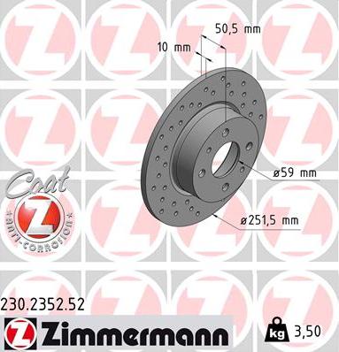 Zimmermann 230.2352.52 - Тормозной диск www.parts5.com