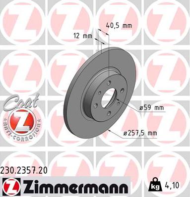 Zimmermann 230.2357.20 - Brake Disc www.parts5.com