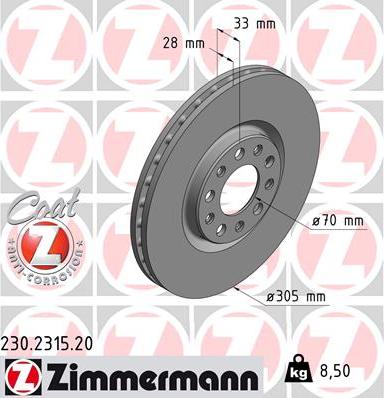 Zimmermann 230.2315.20 - Brake Disc www.parts5.com