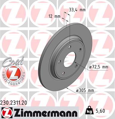Zimmermann 230.2311.20 - Brake Disc www.parts5.com
