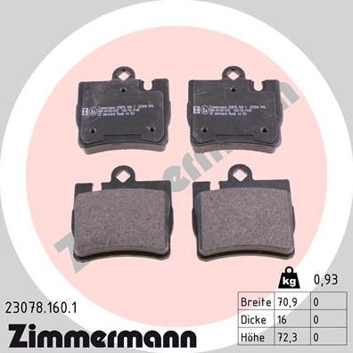 Zimmermann 23078.160.1 - Brake Pad Set, disc brake www.parts5.com