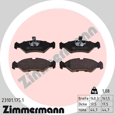 Zimmermann 23101.175.1 - Brake Pad Set, disc brake www.parts5.com