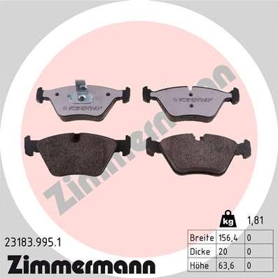 Zimmermann 23183.995.1 - Brake Pad Set, disc brake www.parts5.com