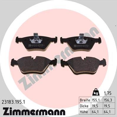Zimmermann 23183.195.1 - Brake Pad Set, disc brake www.parts5.com