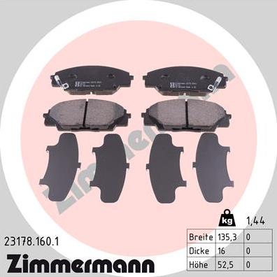 Zimmermann 23178.160.1 - Brake Pad Set, disc brake www.parts5.com