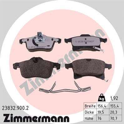 Zimmermann 23832.900.2 - Brake Pad Set, disc brake www.parts5.com