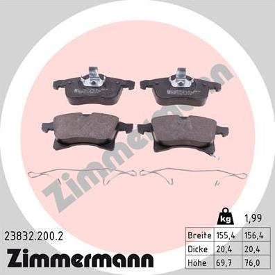Zimmermann 23832.200.2 - Brake Pad Set, disc brake www.parts5.com