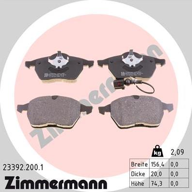 Zimmermann 23392.200.1 - Brake Pad Set, disc brake www.parts5.com