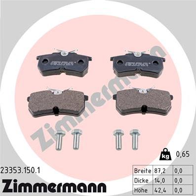 Zimmermann 23353.150.1 - Brake Pad Set, disc brake www.parts5.com