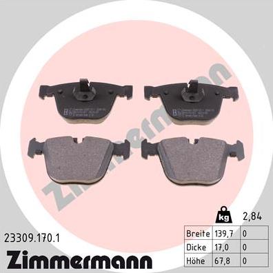 Zimmermann 23309.170.1 - Brake Pad Set, disc brake www.parts5.com