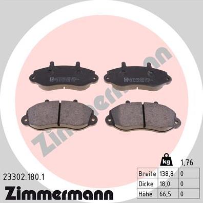 Zimmermann 23302.180.1 - Brake Pad Set, disc brake www.parts5.com